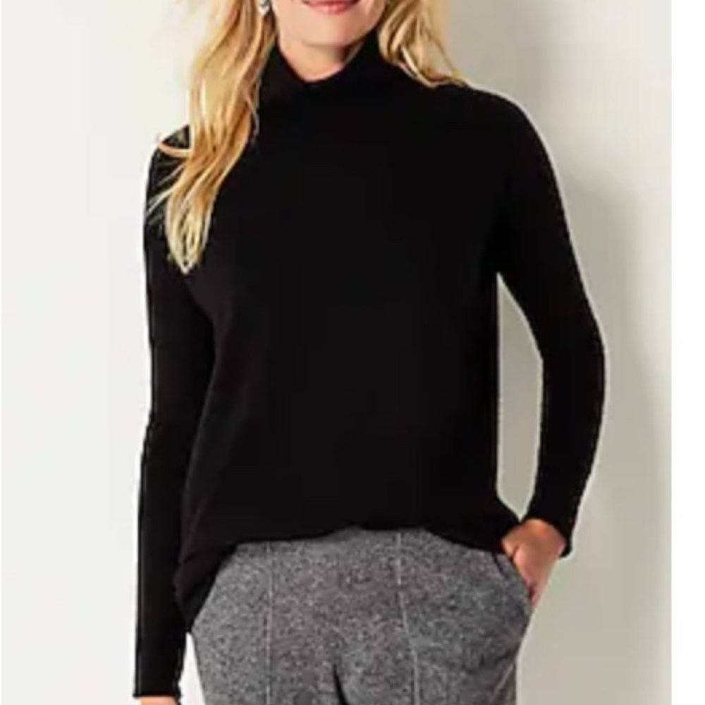 JJill 100% Cashmere Draped-Neck Sweater. Soft! Plush! Black. LP & XLP. EUC.